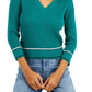 Tommy Hilfiger Suéter Feminino de Algodão Johnny Collar em Tricô com Cabo Verde Tamanho Grande