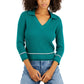 Tommy Hilfiger Suéter Feminino de Algodão Johnny Collar em Tricô com Cabo Verde Tamanho Médio
