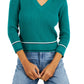 Tommy Hilfiger Suéter Feminino de Algodão Johnny Collar em Tricô com Cabo Verde Tamanho Médio