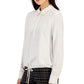 Tommy Hilfiger Feminino Tie Hem Roll Tab Lurex Xadrez Top Branco Tamanho P
