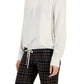 Tommy Hilfiger Feminino Tie Hem Roll Tab Lurex Xadrez Top Branco Tamanho P