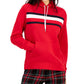 Tommy Hilfiger Moletom com capuz feminino com bolso frontal e logotipo, vermelho, tamanho XX-G