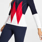 Suéter Tommy Hilfiger Feminino de Algodão Colorblock Argyle Azul Tamanho Médio