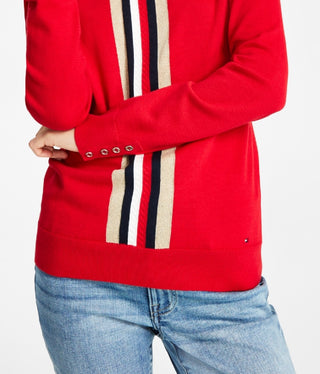 Suéter feminino Tommy Hilfiger Global Cable Stella vermelho tamanho X-G
