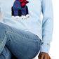 Suéter feminino Tommy Hilfiger com estampa de urso polar, azul, tamanho pequeno