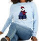 Suéter feminino Tommy Hilfiger com estampa de urso polar, azul, tamanho pequeno