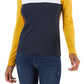 Tommy Hilfiger Blusa Feminina de Algodão com Gola Alta Colorblock e Manga Longa, Amarela, Tamanho X-G