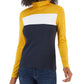Tommy Hilfiger Blusa Feminina de Algodão com Gola Alta Colorblock e Manga Longa, Amarela, Tamanho X-G