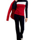 Tommy Hilfiger Blusa Feminina de Algodão com Gola Alta Colorblock e Manga Longa Azul Tamanho P
