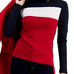 Tommy Hilfiger Blusa Feminina de Algodão com Gola Alta Colorblock e Manga Longa Azul Tamanho P