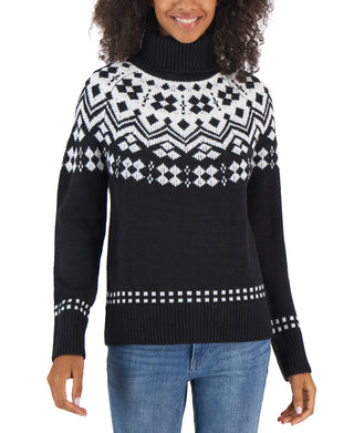 Suéter Tommy Hilfiger Fair Isle Gola Alta Feminino Preto