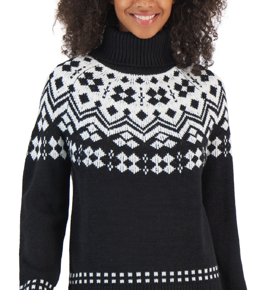 Suéter Tommy Hilfiger Fair Isle Gola Alta Feminino Preto