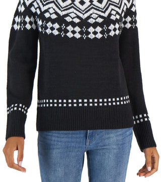 Suéter Tommy Hilfiger Fair Isle Gola Alta Feminino Preto