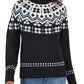 Suéter Tommy Hilfiger Fair Isle feminino, gola alta, cinza, tamanho grande