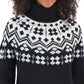 Suéter Tommy Hilfiger Fair Isle feminino, gola alta, cinza, tamanho grande