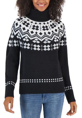 Suéter Tommy Hilfiger Fair Isle Gola Alta Feminino Preto