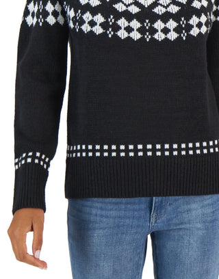 Suéter Tommy Hilfiger Fair Isle Gola Alta Feminino Preto