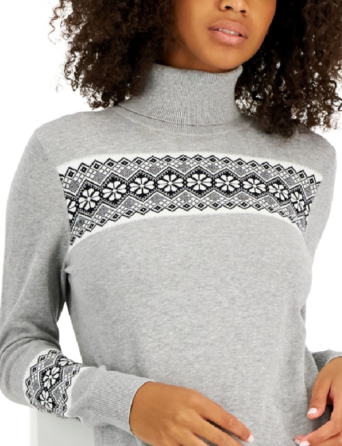 Tommy Hilfiger Suéter Feminino Blocked Fair Isle Stella Algodão Cinza Tamanho XS
