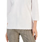 Polo Tommy Hilfiger feminino listrado com gola Johnny e manga 3/4, branco, tamanho XX-G