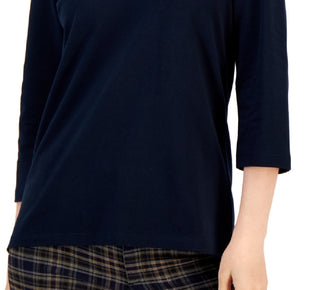 Polo Tommy Hilfiger Feminino Listrado Gola Johnny Manga 3/4 Azul Tamanho Médio