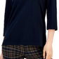 Polo Tommy Hilfiger feminino listrado com gola Johnny e manga 3/4, azul