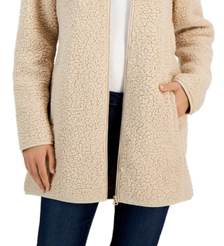 Jaqueta de lã com capuz feminina Tommy Hilfiger, marrom, tamanho XS