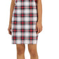 Vestido feminino Tommy Hilfiger xadrez com acabamento metálico e decote em V, branco