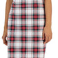 Vestido feminino Tommy Hilfiger xadrez com acabamento metálico e decote em V, branco
