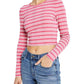 Tommy Jeans Feminino Recorte Costas Listrado Canelado Top Rosa Tamanho X-G
