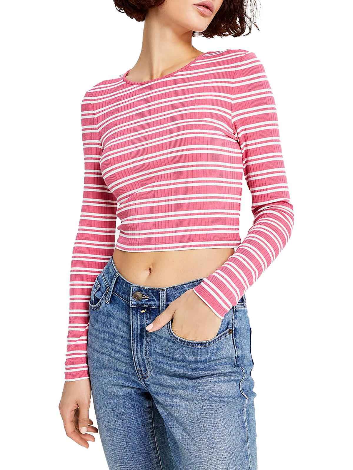 Tommy Jeans Feminino Recorte Costas Listrado Canelado Top Rosa Tamanho X-G