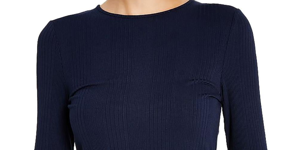 Tommy Jeans Feminino Recorte Costas Canelado Manga Longa Azul Tamanho Médio