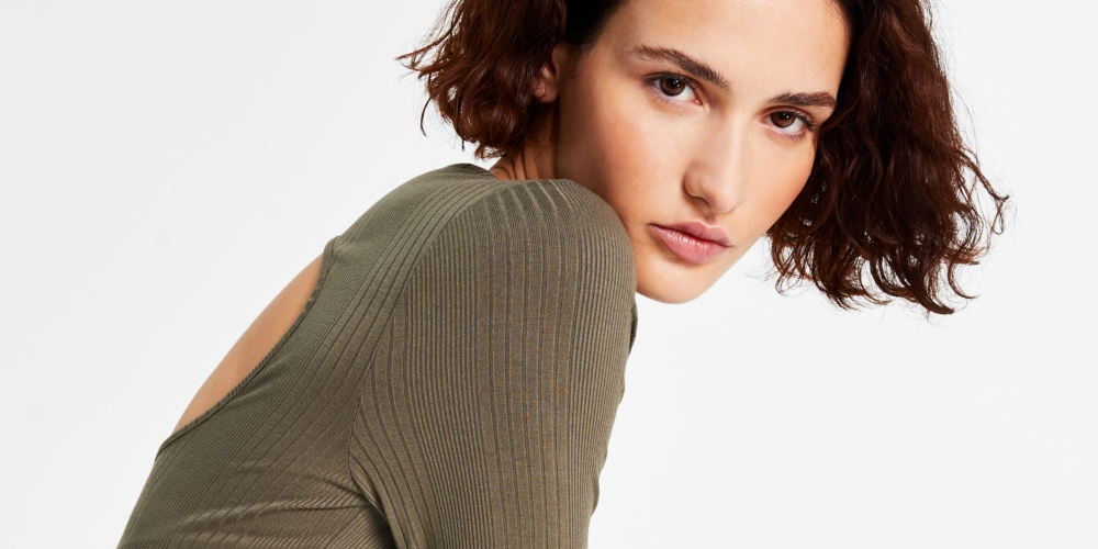 Tommy Jeans Feminino Recorte Costas Canelado Manga Longa Verde Tamanho Médio