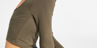 Tommy Jeans Feminino Recorte Costas Canelado Manga Longa Verde Tamanho Médio