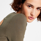 Tommy Jeans Feminino Recorte Costas Canelado Manga Longa Cinza Tamanho P