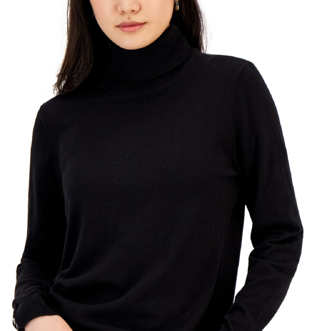 Tommy Hilfiger Suéter Stella Feminino com Punhos e Botões, Preto