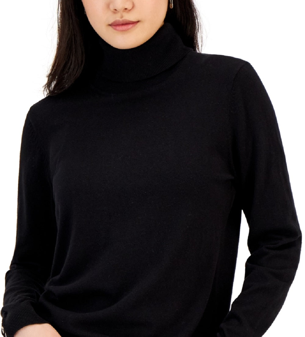 Tommy Hilfiger Suéter Stella Feminino com Punhos e Botões, Preto