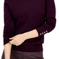 Tommy Hilfiger Suéter Stella Feminino com Botões e Punhos Lisos Roxo Tamanho Grande