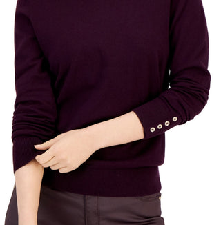 Tommy Hilfiger Suéter Stella Feminino com Botões e Punhos Lisos Roxo Tamanho Grande