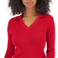 Tommy Hilfiger Suéter Feminino de Algodão Johnny Collar em Tricô com Cordão Vermelho Tamanho X-G