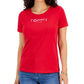 Camiseta feminina Tommy Hilfiger com gola redonda e strass, vermelha, tamanho extragrande