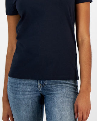 Camiseta Tommy Hilfiger Feminina Gola Redonda com Strass Azul Marinho