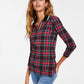 Tommy Hilfiger Blusa Feminina Johnny Collar Manga 3/4 Preta Tamanho Grande