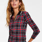 Tommy Hilfiger Blusa Feminina Johnny Collar Manga 3/4 Preta Tamanho Grande