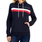 Tommy Hilfiger Moletom com capuz feminino com bolso frontal e logotipo, azul, tamanho extragrande