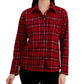 Tommy Hilfiger Camisa Xadrez Feminina com Gola Vermelha Tamanho Médio