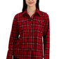 Tommy Hilfiger Camisa Xadrez Feminina com Gola Vermelha Tamanho Médio