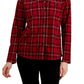 Tommy Hilfiger Camisa Xadrez Feminina com Gola Vermelha Tamanho Médio