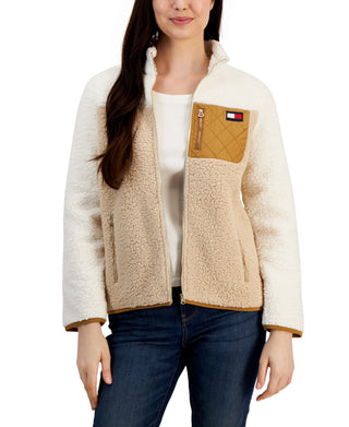 Jaqueta Tommy Hilfiger Feminina Colorblocked com Zíper Marrom Tamanho X-G