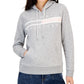 Tommy Hilfiger Moletom feminino com logo e bolso frontal, manga comprida, cinza, tamanho GG