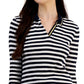 Tommy Hilfiger Polo Feminina Listrada de Algodão com Gola Johnny, Branca